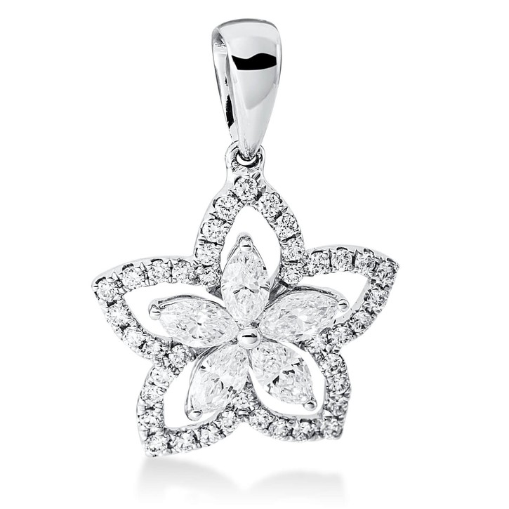 Anhänger Blume aus 750 Weißgold 45 Brillanten 0.65ct
