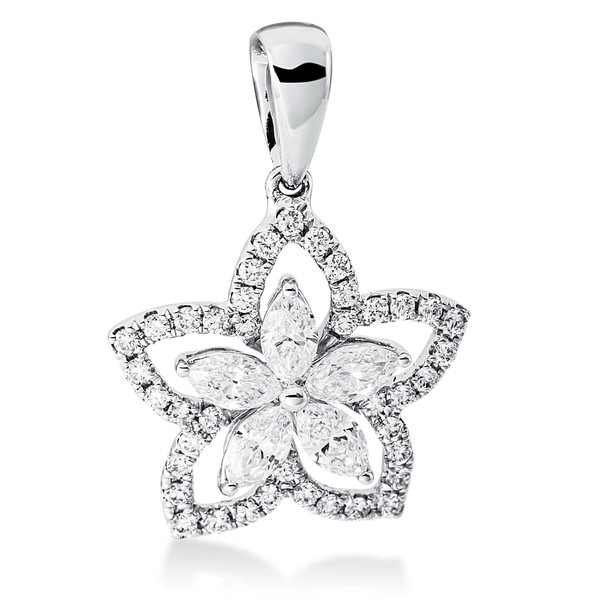 Anhänger Blume aus 750 Weißgold 45 Brillanten 0.65ct