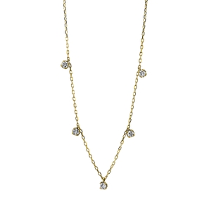 Collier aus 750 Gold Gelbgold 5 Brillanten 0,37ct TW-SI L:40,6cm