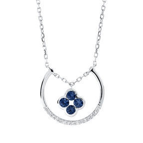 Collier aus 750 Weißgold 4 Saphire 0,21ct blau 15 Brillanten 0,04ct TW-SI L:45cm Collier aus 750 Weißgold 4 Saphire 0,21ct blau 15 Brillanten 0,04ct TW-SI L:45cm