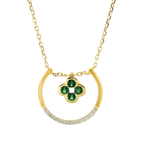 Collier 750 Gelbgold 4 Tsavorithe 0,16ct grün 15 Brillanten 0,04ct TW-SI L:45cm Collier 750 Gelbgold 4 Tsavorithe 0,16ct grün 15 Brillanten 0,04ct TW-SI L:45cm
