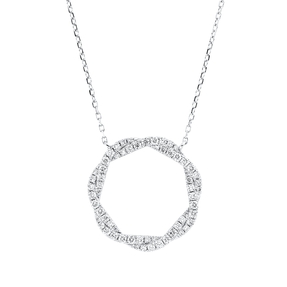Collier Kreis aus 750 Gold Weißgold 63 Diamanten 0,39ct TW-SI L:45cm