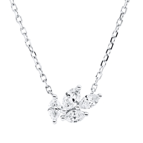 Collier aus 750 Gold Weißgold 4 Diamanten 0,23ct TW-VSI L:45cm