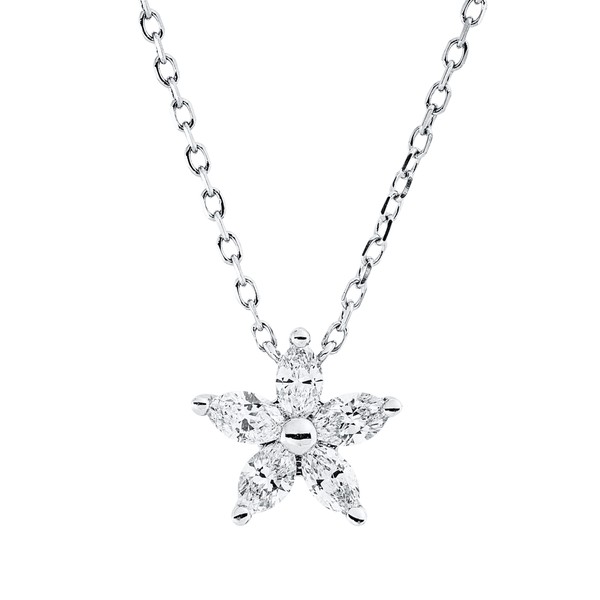 Collier Stern aus 750 Weißgold 5 Diamanten 0.27ct