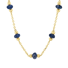 Collier aus 750 Gold Gelbgold 14 Saphire 2,31ct blau L:46cm