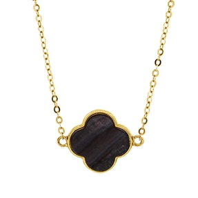 Collier aus 750 Gold Gelbgold Perlmutt schwarz L:45cm