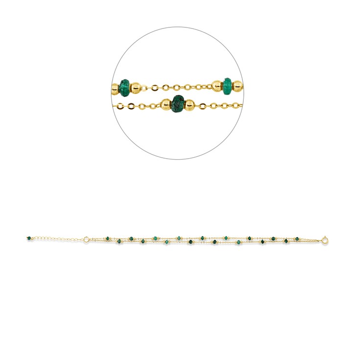 Armband aus 750 Gelbgold 18 Smaragde