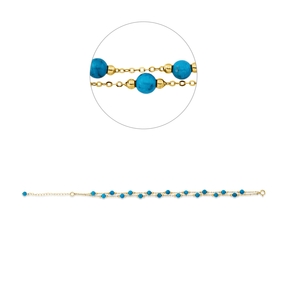 Armband aus 750 Gold Gelbgold 18 Türkise 5,58ct blau B:4,1mm L:22cm Armband aus 750 Gold Gelbgold 18 Türkise 5,58ct blau B:4,1mm L:22cm