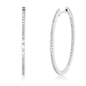 Creolen aus 750 Gold Weißgold 88 Diamanten 0,66ct TW-SI 34,1x1,5mm