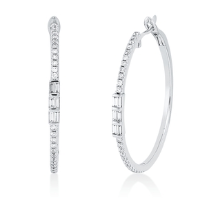 Creolen aus 750 Gold Weißgold 62 Diamanten 0,6ct TW-SI 33,1x2,3mm