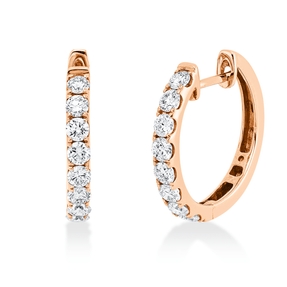 Creolen aus 750 Gold Rotgold 16 Brillanten 0,7ct TW-SI 16,6x2,3mm