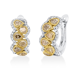 Creolen aus 750 Gold gelb/weiß 88 Diamanten 1,72ct 14,7x7,8mm