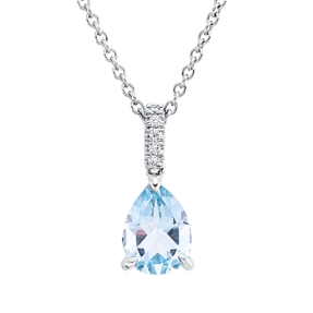 Collier aus 750 Weißgold Topas 1,29ct skyblue 5 Brillanten 0,03ct TW-SI L:45cm