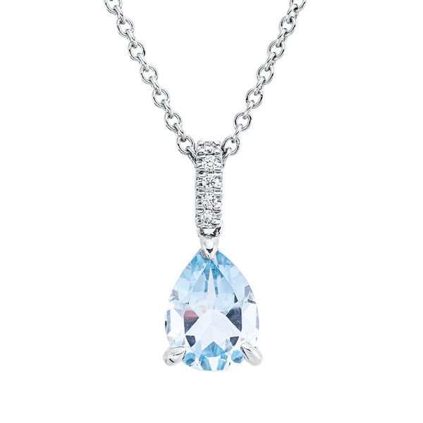 Collier aus 750 Weißgold Topas 5 Brillanten 0.03ct