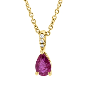 Collier aus 750 Gelbgold Rubin 0,55ct rot 3 Brillanten 0,01ct TW-SI L:45cm