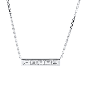 Collier aus 750 Weißgold 5 Diamanten Baguette-Schliff 0,43ct TW-SI L:43,2cm