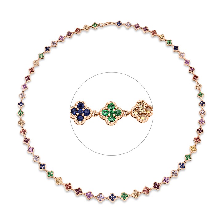Collier aus 750 Rotgold 280 Saphire