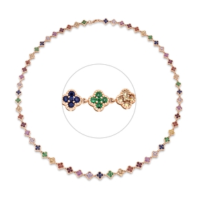 Collier aus 750 Gold Rotgold 280 Saphire 7,79ct mehrfarbig L:45cm Collier aus 750 Gold Rotgold 280 Saphire 7,79ct mehrfarbig L:45cm