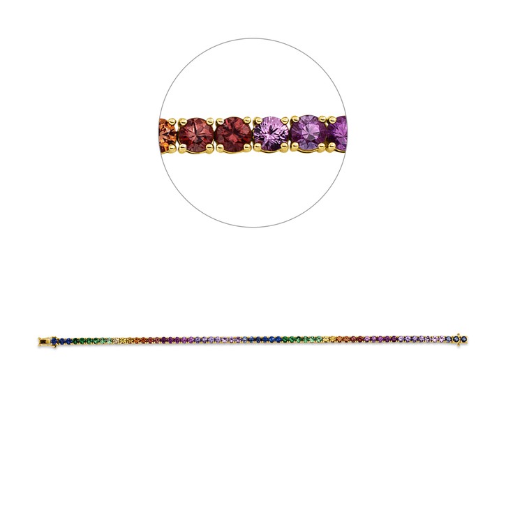 Armband aus 750 Rotgold 61 Saphire