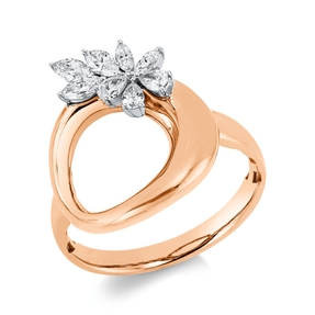 Ring aus 750 Gold weiß/rot 8 Diamanten 0,37ct TW-SI B:16,7mm