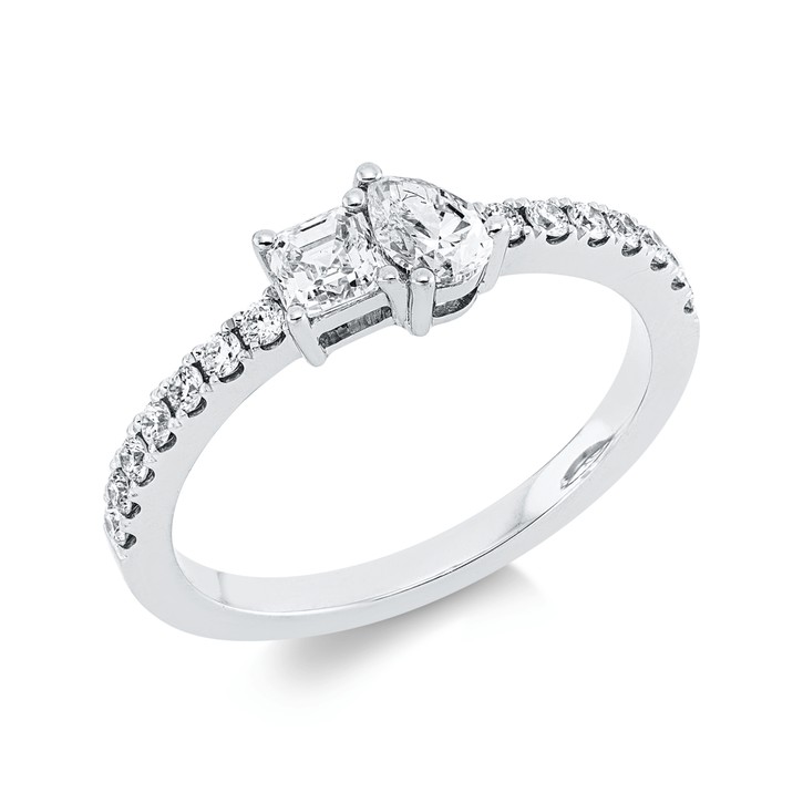 Ring aus 750 Weißgold 16 Diamanten 0.63ct