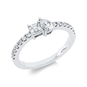 Ring aus 750 Weißgold 16 Diamanten Fanatsy-Schliff 0,63ct TW-VSI/SI B:5,2mm