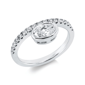 Ring aus 585 Gold Weißgold 18 Diamanten 0,98ct B:8,2mm Zarge