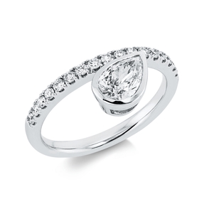 Ring aus 585 Gold Weißgold 18 Diamanten 0,96ct B:9mm Zarge