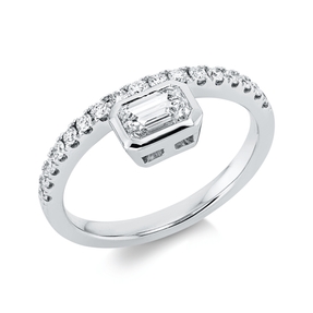 Ring aus 585 Gold Weißgold 18 Diamanten 0,97ct B:7,6mm Zarge