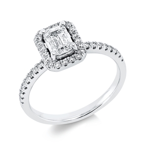 Ring aus 585 Gold Weißgold 39 Diamanten 1,02ct B:9,8mm 4er-Krappe
