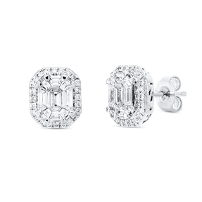 Ohrstecker aus 750 Gold Weißgold 66 Diamanten 1,02ct TW-SI 9,9x8,4mm Ohrstecker aus 750 Gold Weißgold 66 Diamanten 1,02ct TW-SI 9,9x8,4mm
