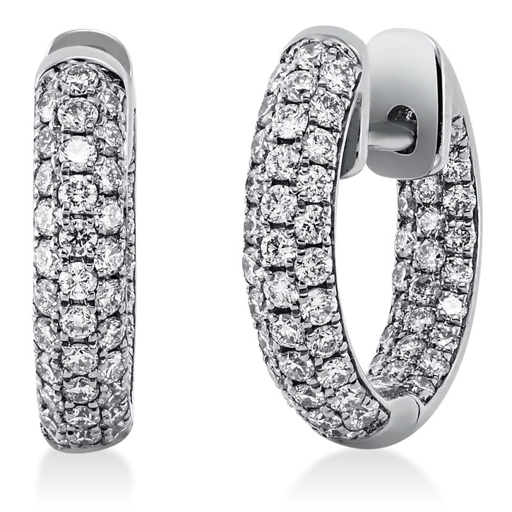 Pavé Creolen aus 750 Weißgold 122 Brillanten 0.74ct