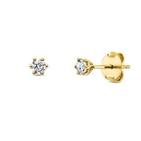 Solitaire Ohrstecker aus 750 Gold Gelbgold 2 Brillanten 0,25ct TW-SI 6er-Krappe