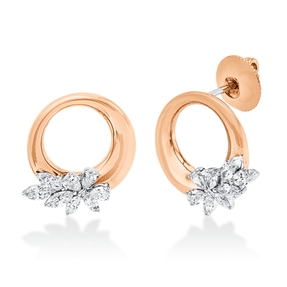 Ohrstecker aus 750 Gold weiß/rot 16 Diamanten 0,7ct TW-SI 15,9x14,4mm Ohrstecker aus 750 Gold weiß/rot 16 Diamanten 0,7ct TW-SI 15,9x14,4mm