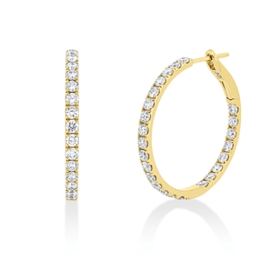 Creolen aus 750 Gold Gelbgold 52 Brillanten 1,69ct TW-SI 25,2x2,1mm Creolen aus 750 Gold Gelbgold 52 Brillanten 1,69ct TW-SI 25,2x2,1mm