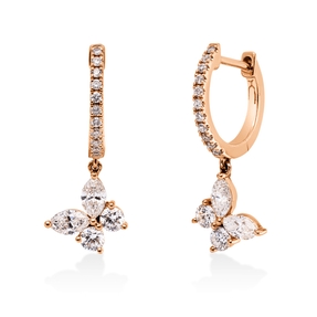 Creolen aus 750 Rotgold 30 Diamanten Fanatsy-Schliff 0,61ct I-SI 18,8x0,9mm