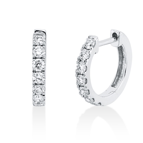 Creolen aus 750 Gold Weißgold 14 Brillanten 0,33ct TW-SI 11,8x1,8mm