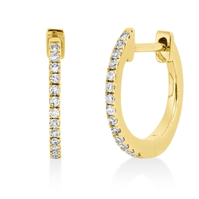 Creolen aus 750 Gold Gelbgold 28 Brillanten 0,09ct TW-SI 11,7x1mm