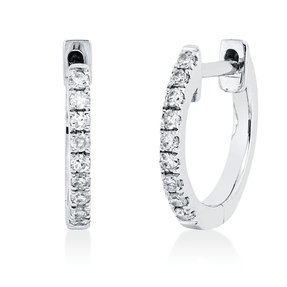 Creolen aus 750 Gold Weißgold 18 Brillanten 0,09ct TW-SI 10,3x1,4mm