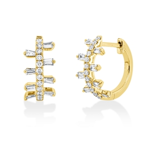 Creolen aus 750 Gelbgold 40 Diamanten Fanatsy-Schliff 0,37ct TW-VSI/SI 12x5,6mm