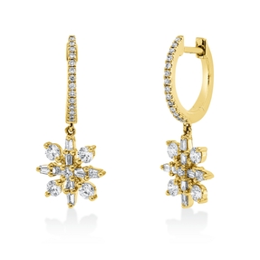 Creolen aus 750 Gelbgold 54 Diamanten Fanatsy-Schliff 0,55ct TW-VSI/SI 20,5x0,9mm