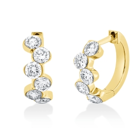 Creolen aus 750 Gold Gelbgold 12 Brillanten 0,95ct I-SI 12,7x4,7mm