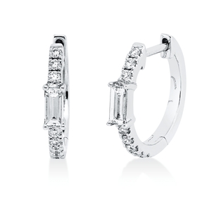 Creolen aus 750 Weißgold 18 Diamanten Fanatsy-Schliff 0,27ct TW-SI 12,9x2,1mm
