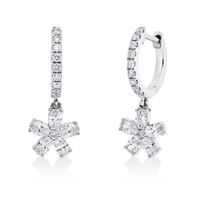 Creolen aus 750 Weißgold 30 Diamanten Fanatsy-Schliff 0,63ct TW-SI 18,2x1,2mm
