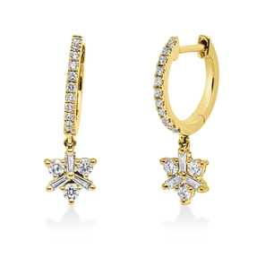 Creolen aus 750 Gelbgold 34 Diamanten Fanatsy-Schliff 0,3ct TW-SI 17x1mm