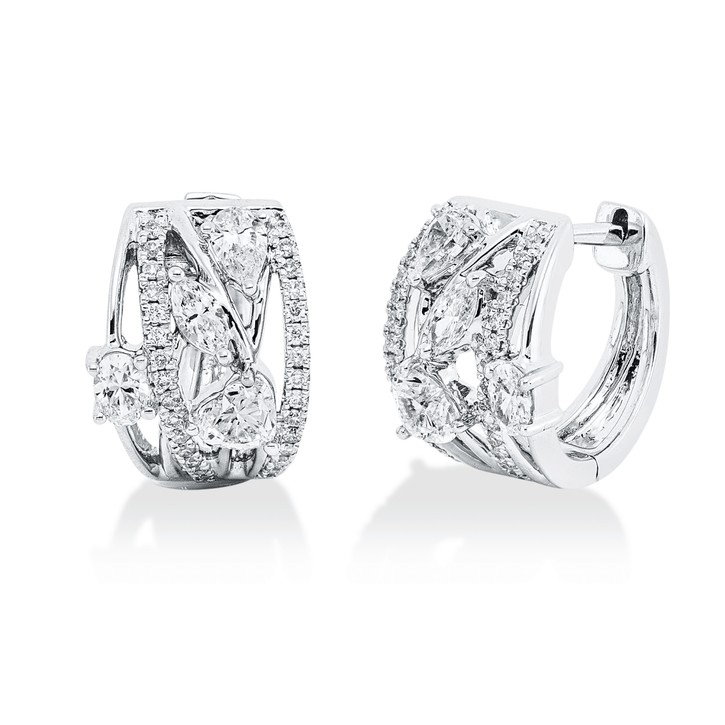Creolen aus 750 Weißgold 68 Diamanten 0.69ct