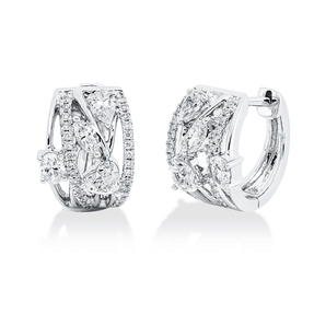 Creolen aus 750 Weißgold 68 Diamanten Fanatsy-Schliff 0,69ct TW-VSI/SI 13x8,6mm
