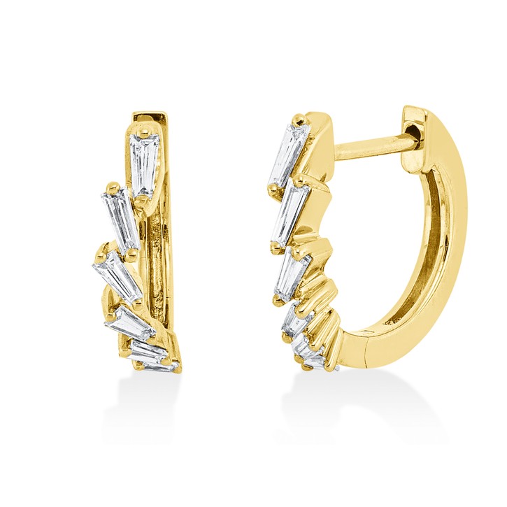 Creolen aus 750 Gelbgold 12 Diamanten 0.23ct