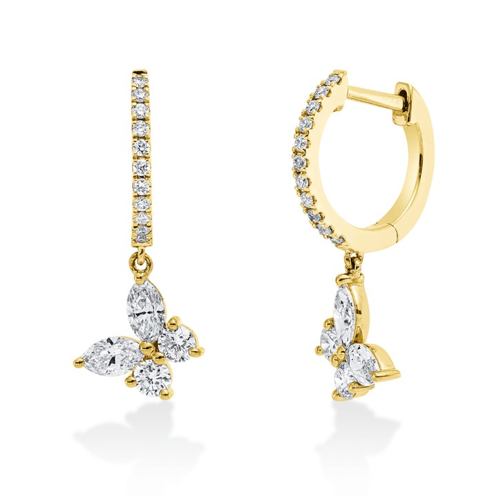 Creolen aus 750 Gelbgold 30 Diamanten 0.61ct
