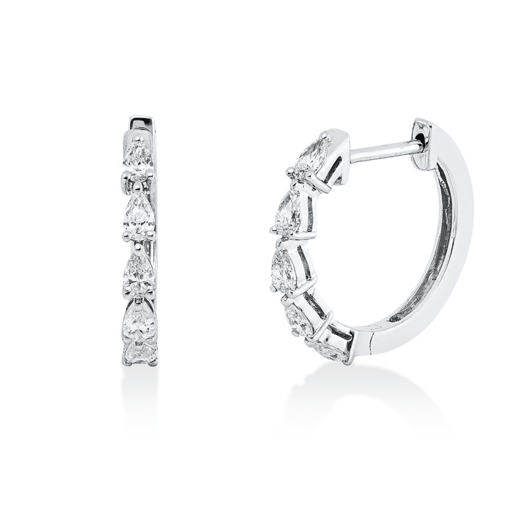Creolen aus 750 Weißgold 10 Diamanten 0.34ct